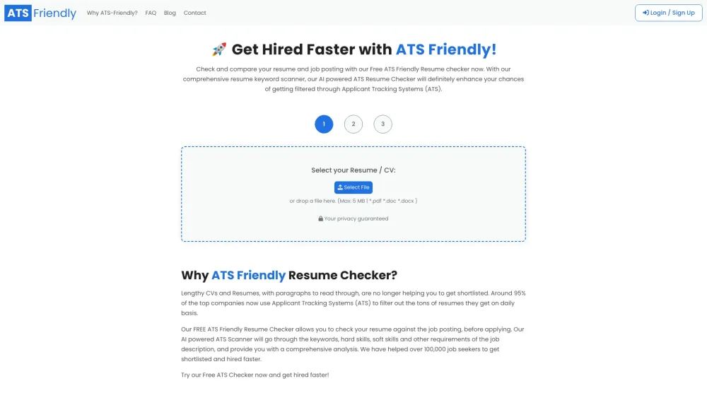 ATSFriendly.com Website screenshot