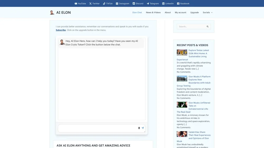 AI Elon Website screenshot