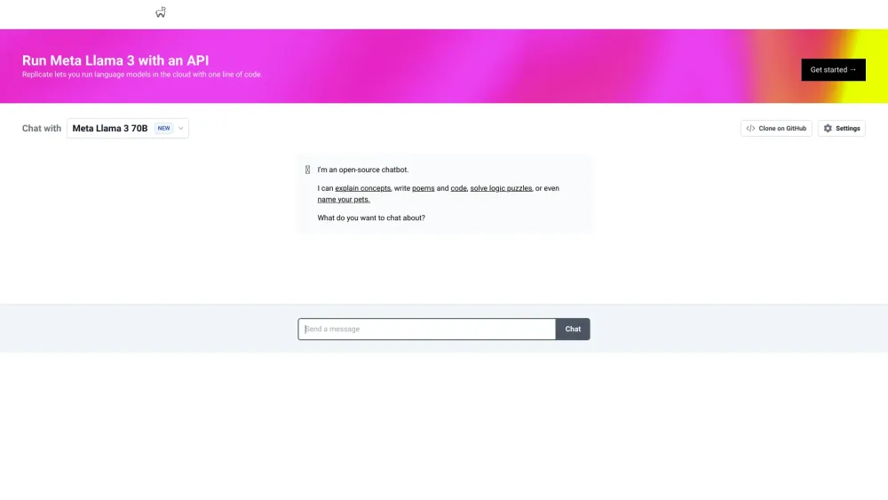 Chat With Llama Website screenshot