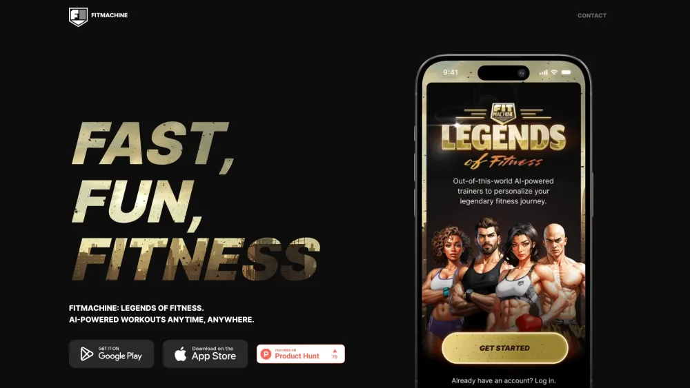 FitMachine: Legends of Fitness Website screenshot