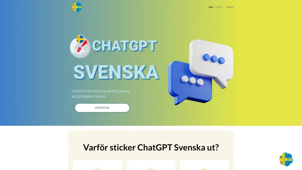 ChatGPT Svenska Website screenshot