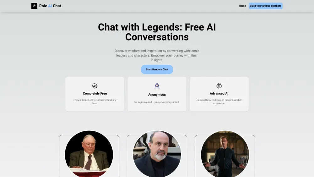 Role AI Chat Website screenshot