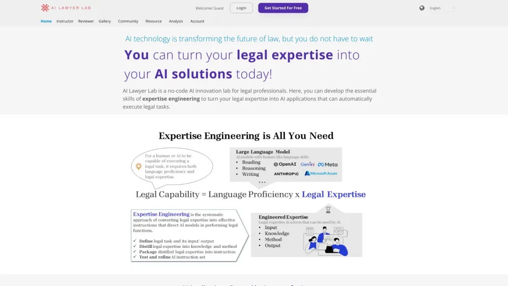 AI Lawyer Lab Website screenshot