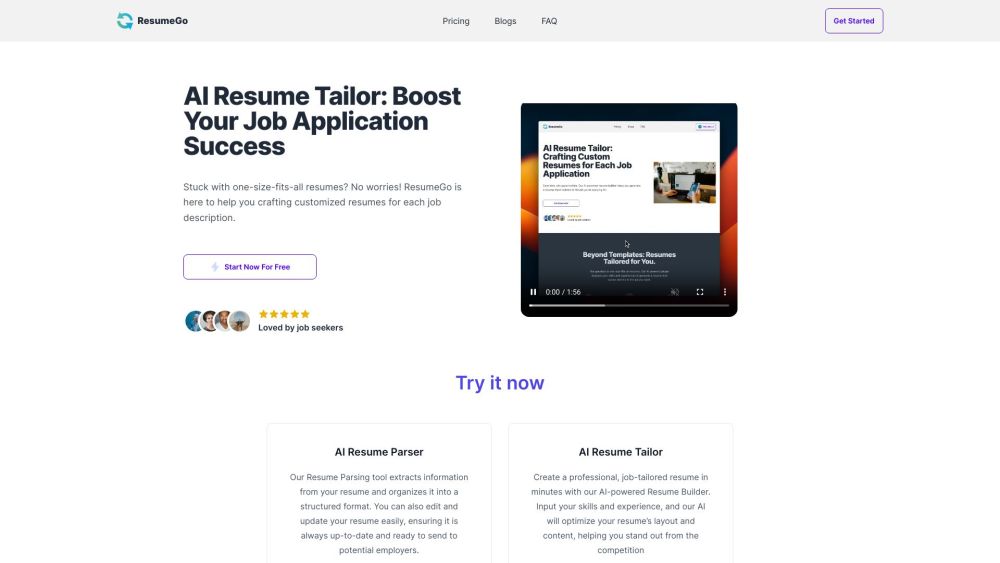 ResumeGo Website screenshot