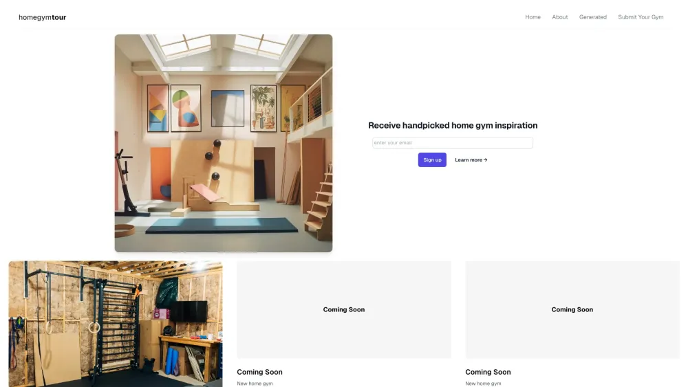 Home Gym Tour Website screenshot