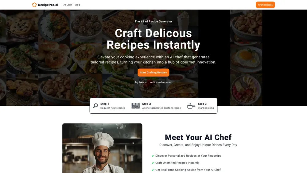 Recipe Pro Website screenshot