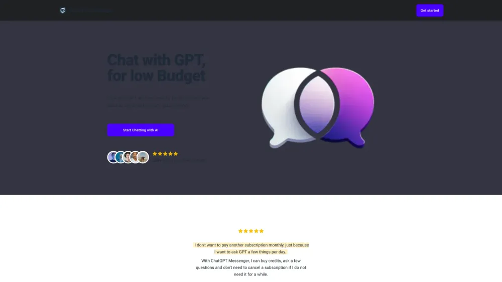 ChatGPT Messenger Website screenshot