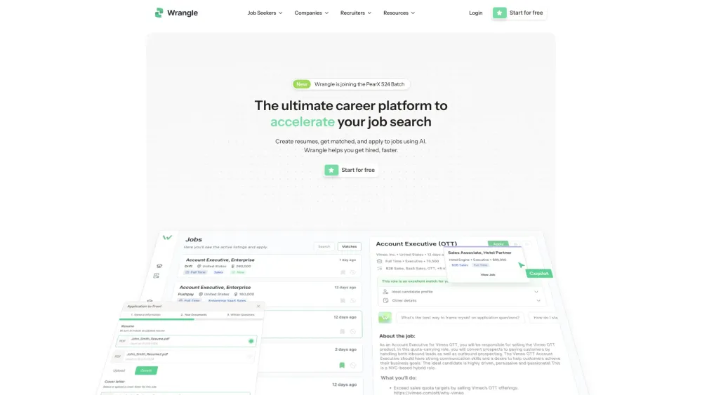 Wrangle Jobs Website screenshot