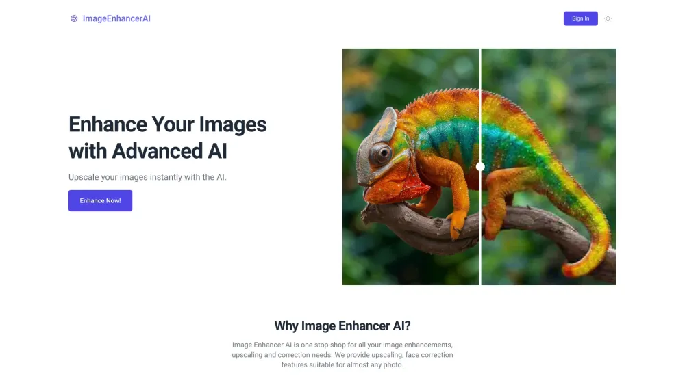 Image Enhancer AI Website screenshot