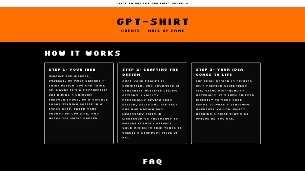 GPT-Shirt Website screenshot