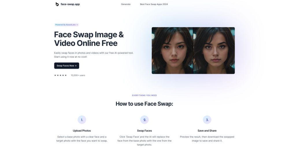 Face Swap Website screenshot