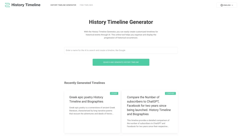 History Timeline Generator Website screenshot