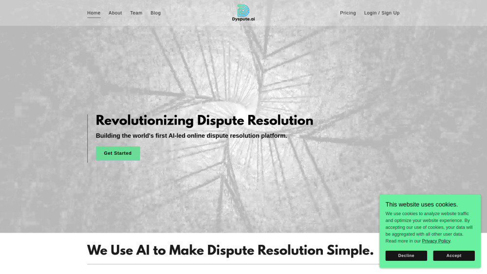 Dyspute.ai Website screenshot