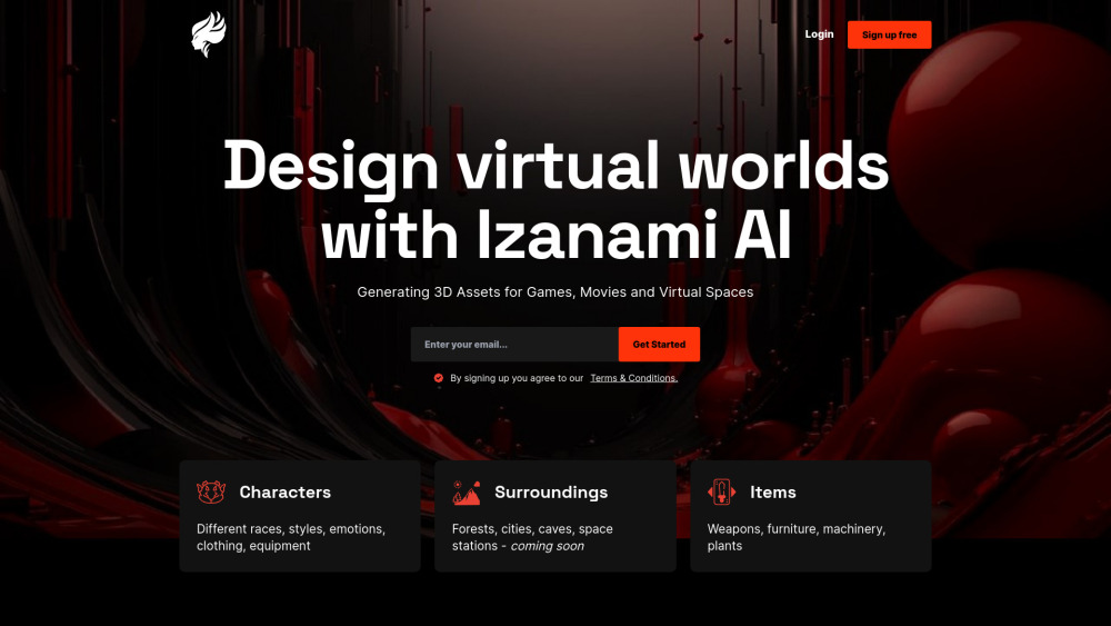 IzanamiAI Website screenshot