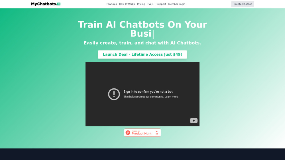 MyChatbots.AI Website screenshot