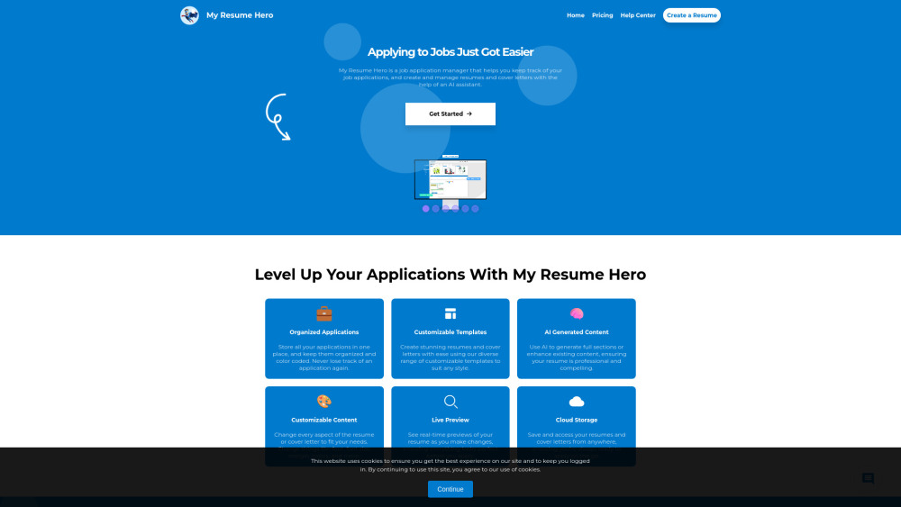 My Resume Hero Website screenshot