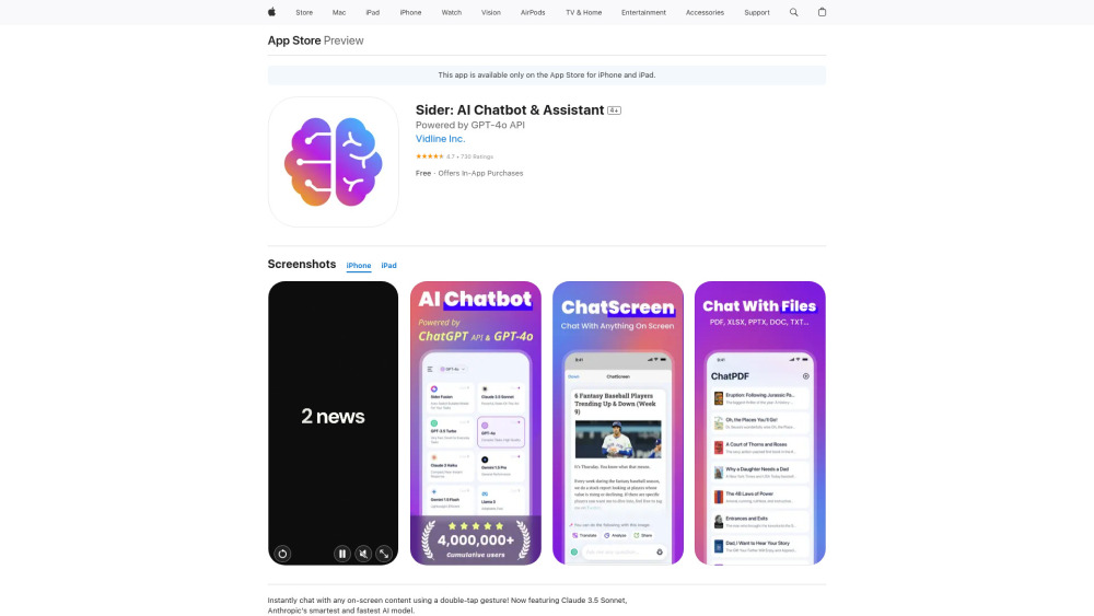 ChatScreen AI Assistant Website screenshot