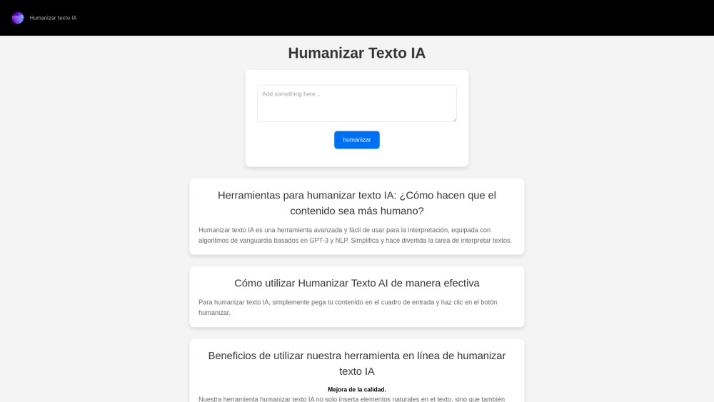 Humanizar Texto IA Website screenshot