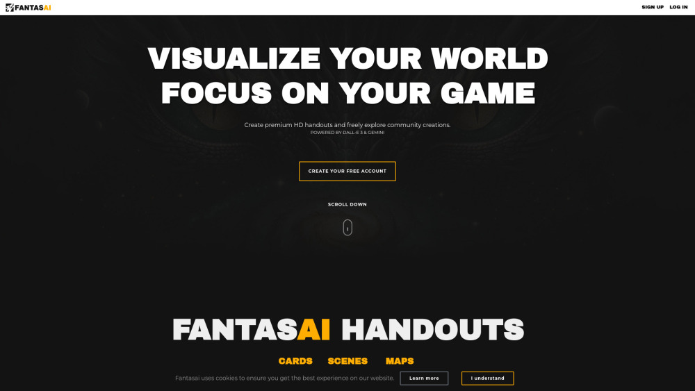 Fantasai | AI art generation for tabletop pen and paper RPGs Website screenshot