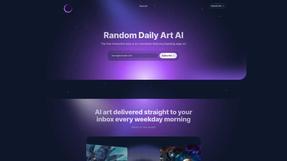 Random Daily Art AI Website screenshot