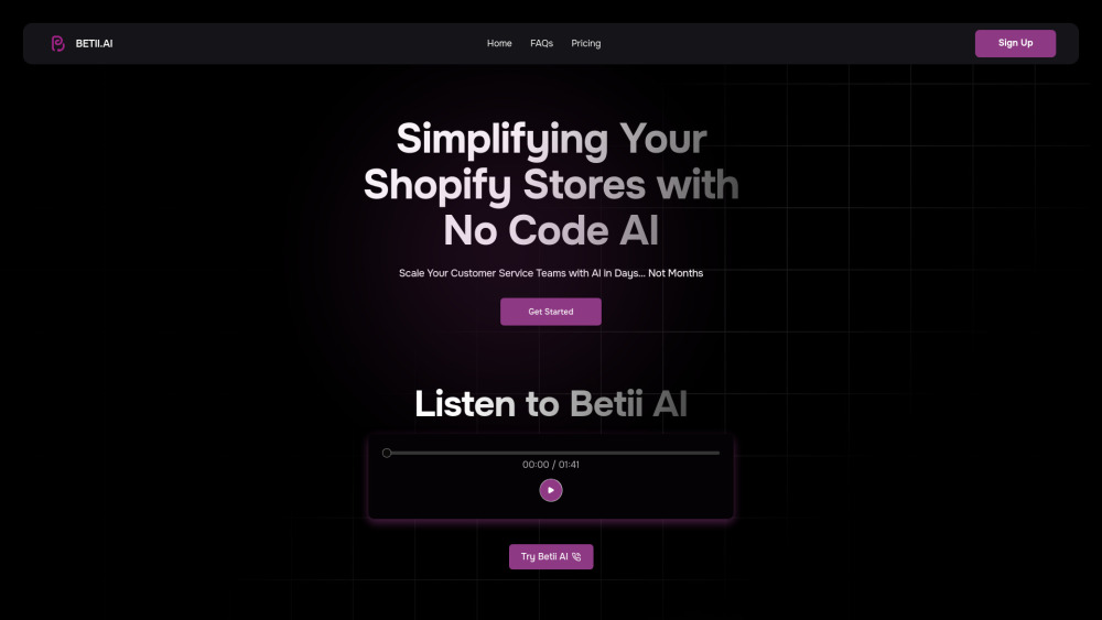 Betii AI Website screenshot