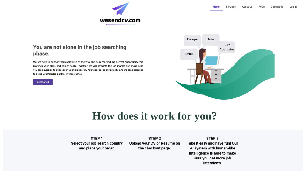 WeSendCV Website screenshot