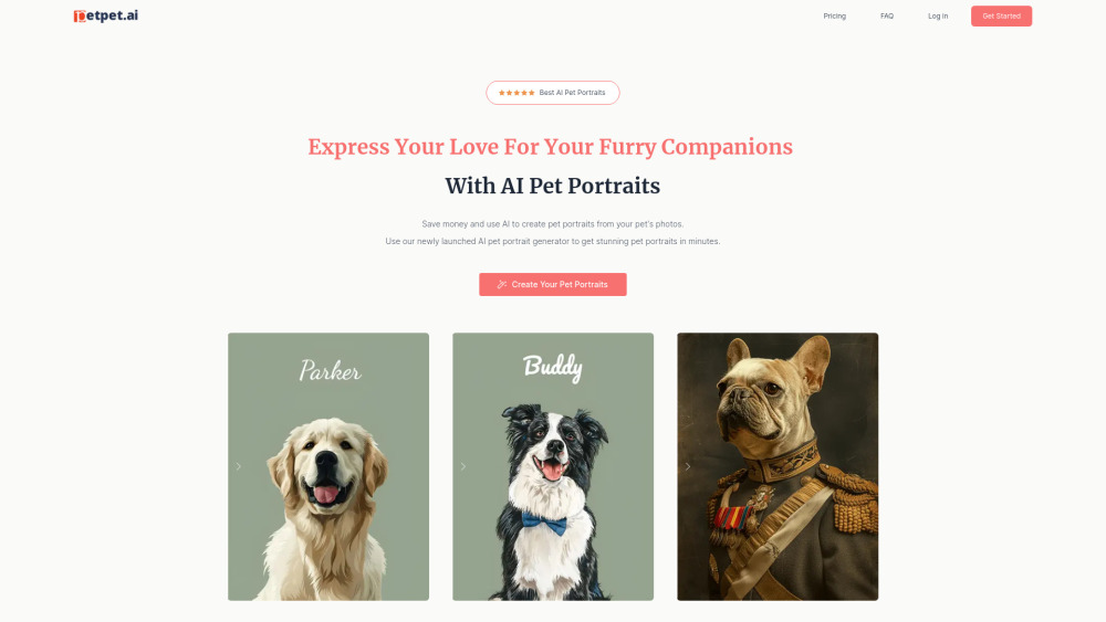 PetPet | Custom Pet Portraits | Pet Portrait Painting Website screenshot