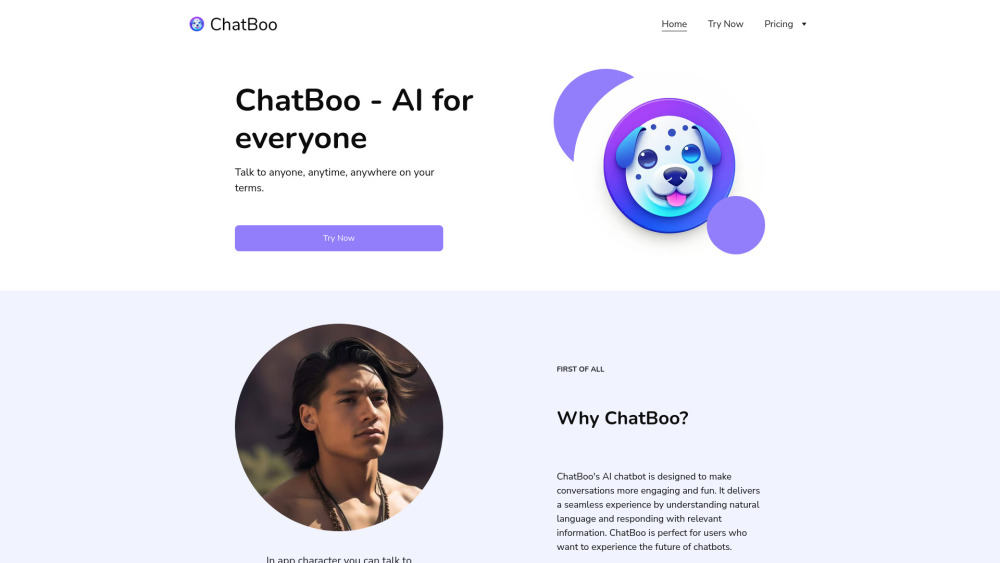 ChatBoo Website screenshot