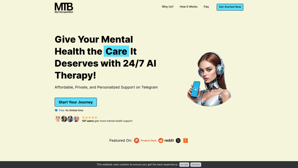 MyTherapistBot Website screenshot