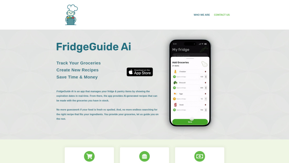 FridgeGuide AI Website screenshot