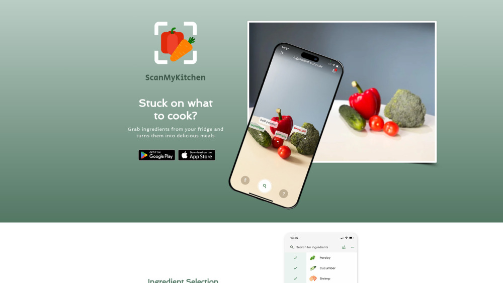 Scan My Kitchen Website screenshot