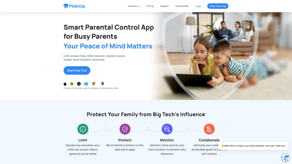 Mobicip Parental Control App Website screenshot