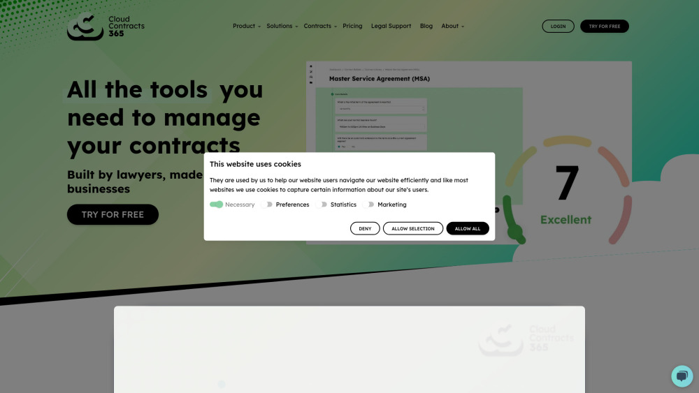 Cloud Contracts 365 Website screenshot