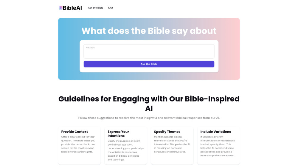 AI Bible Insights Website screenshot