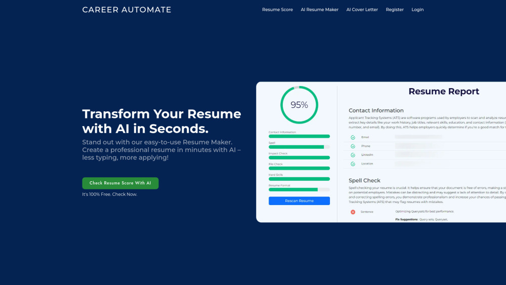 Career Automate Website screenshot