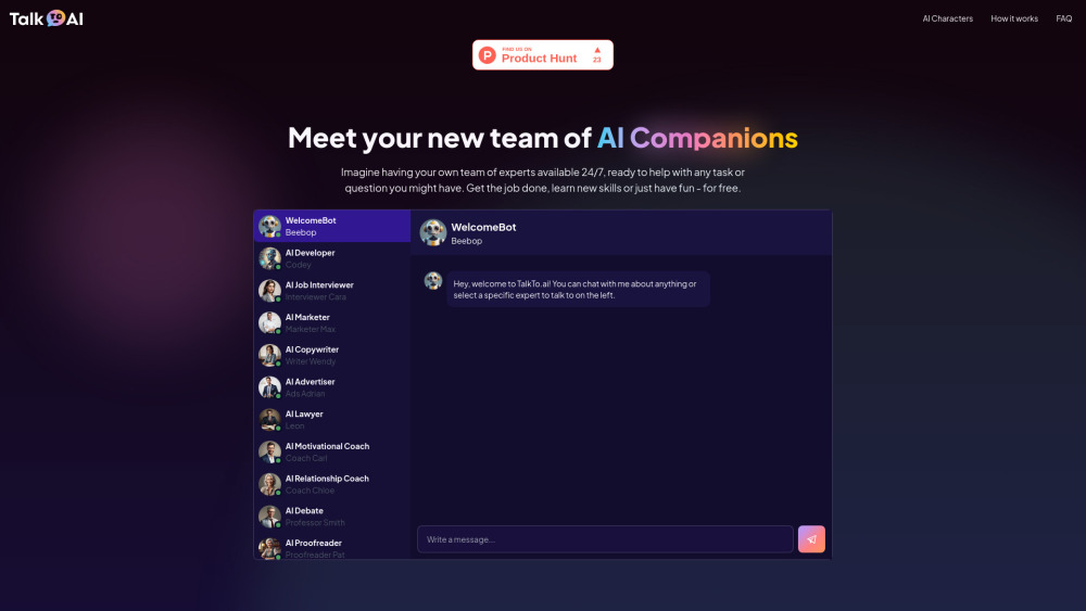 TalkTo.ai Website screenshot