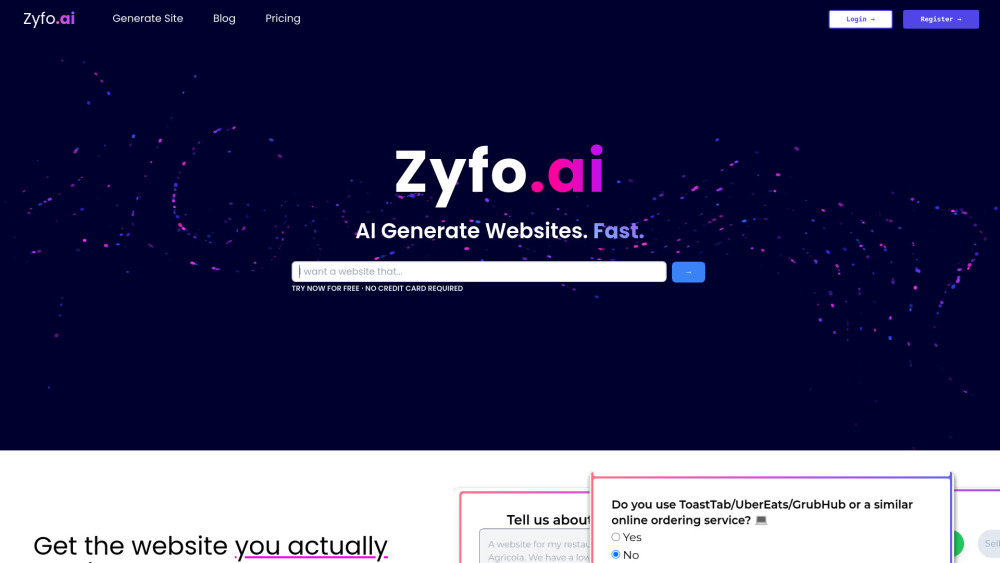 Zyfo AI Website Generator Website screenshot