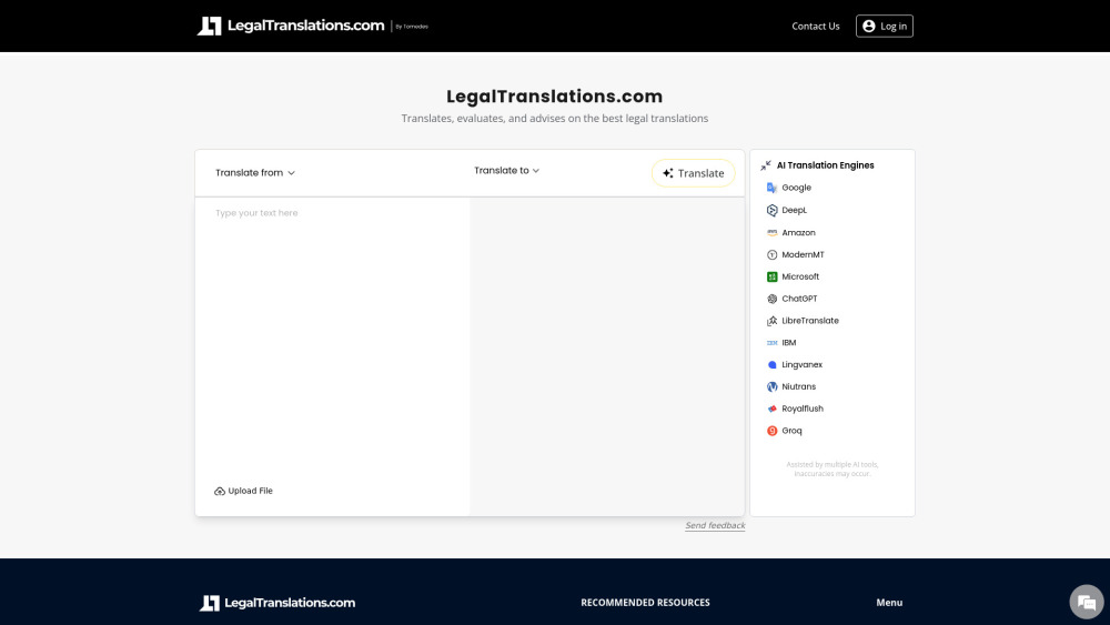 LegalTranslations.com Website screenshot