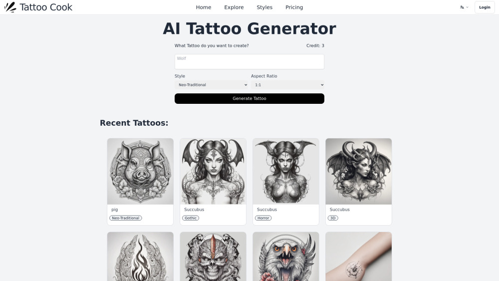 Tattoo Cook Website screenshot