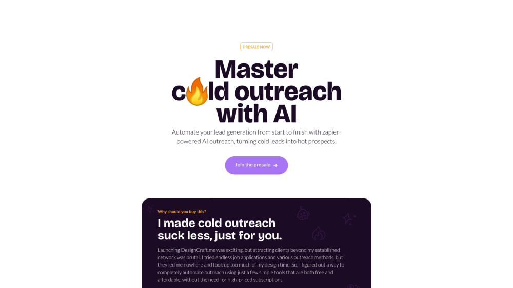 Cold Outreach with AI Website screenshot