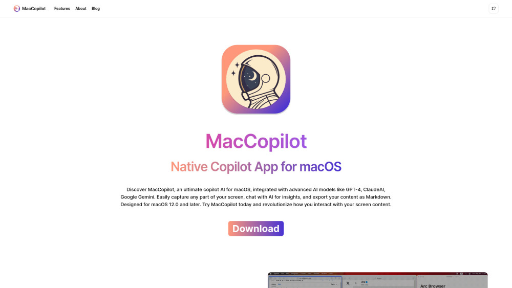 MacCopilot Website screenshot