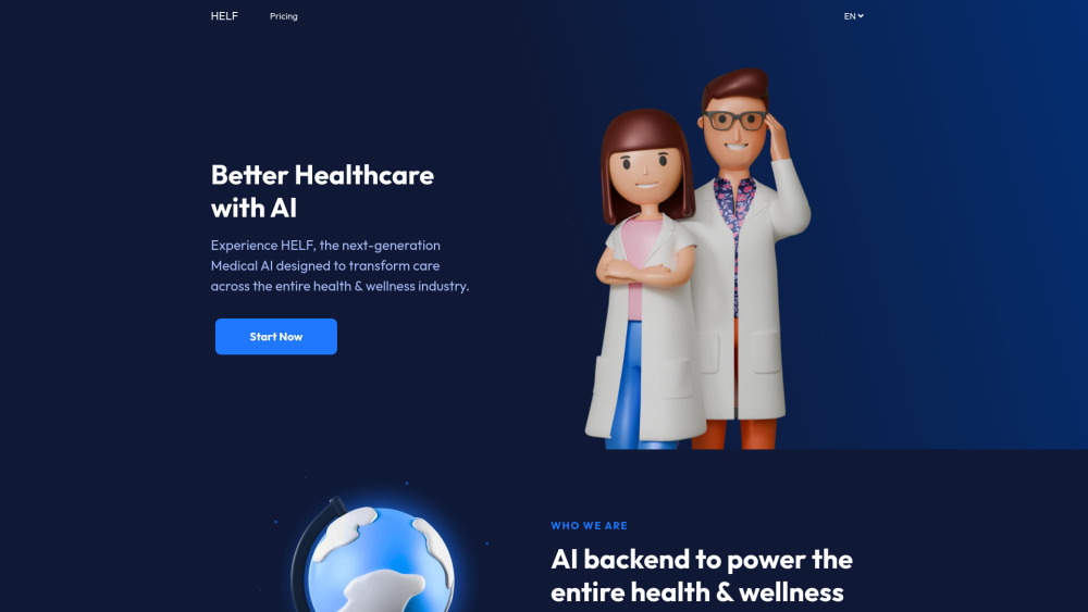 HELF - Better Healthcare with AI Website screenshot