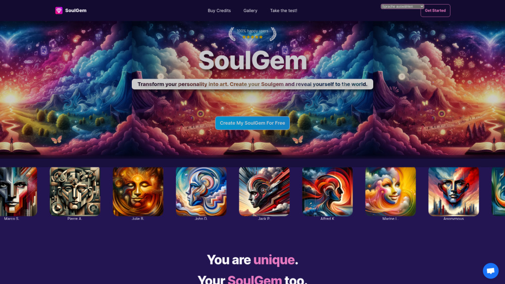 SoulGem Website screenshot