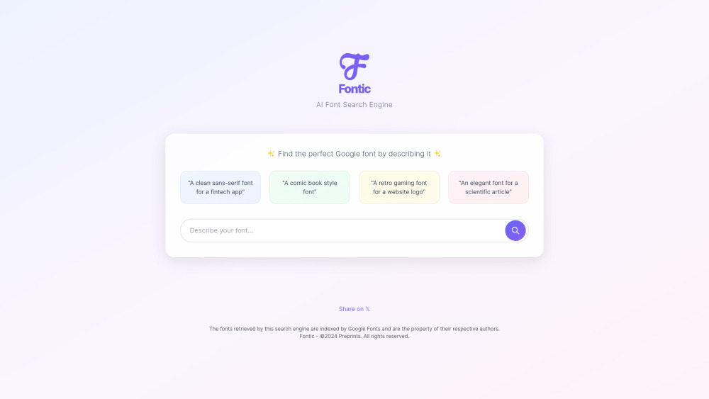 Fontic - AI Font Search Engine Website screenshot