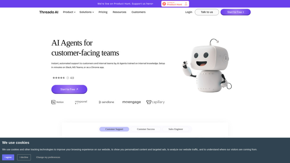 Threado AI Website screenshot