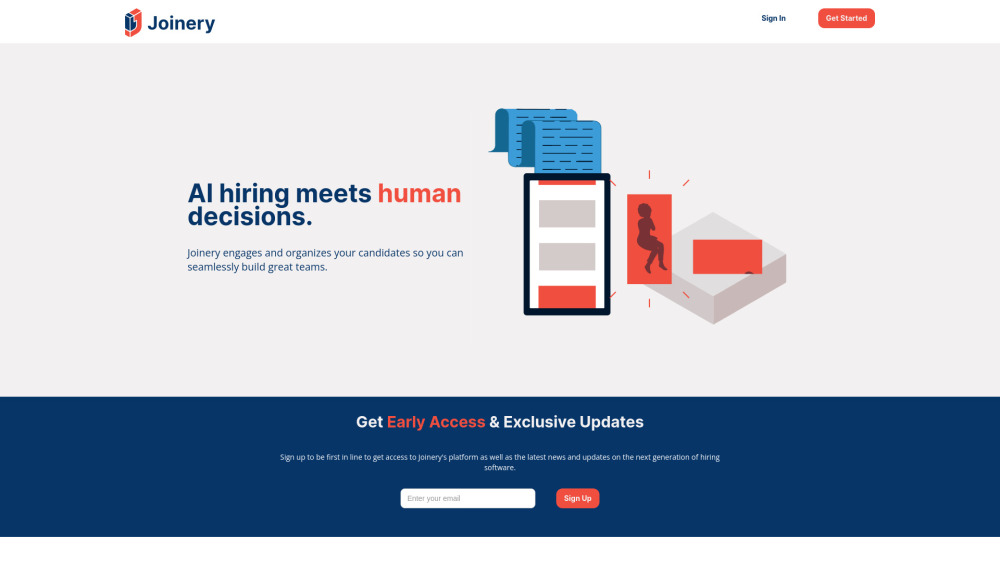 Joinery: AI Hiring Engagement Platform Website screenshot