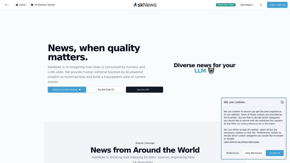 AskNews Website screenshot