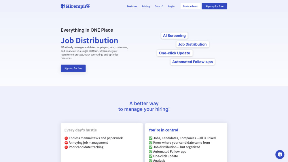 Hirempire Website screenshot