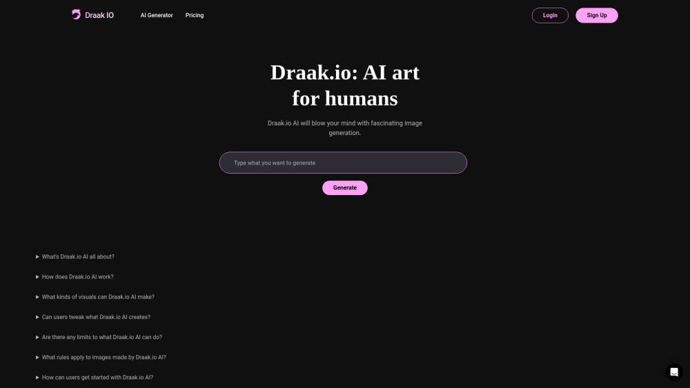 Draak.io AI Website screenshot