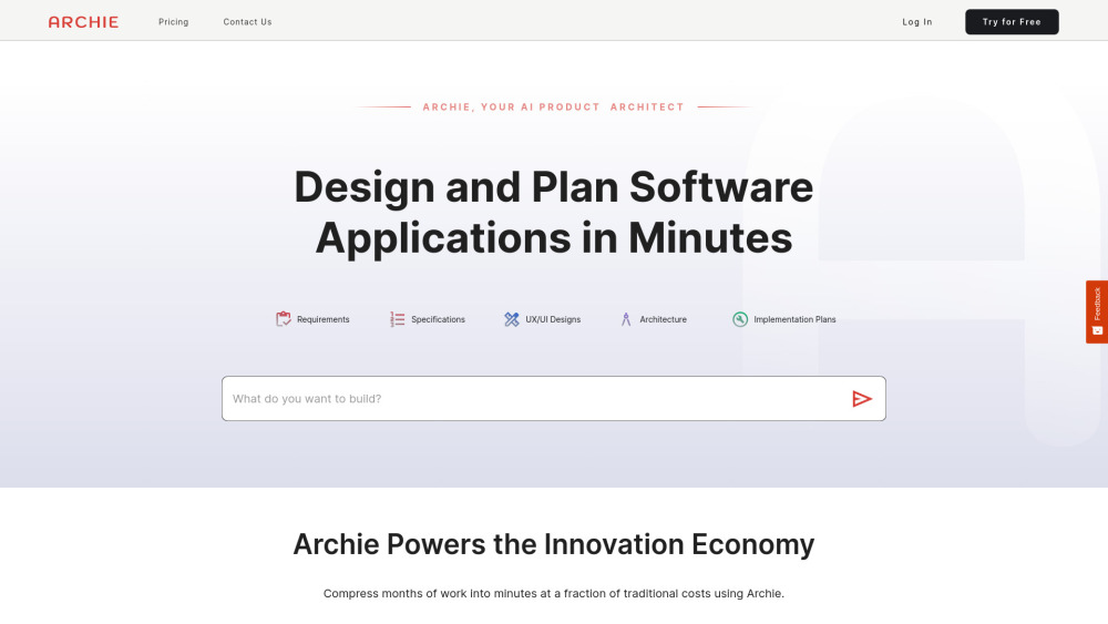 Archie AI Product Architect Website screenshot